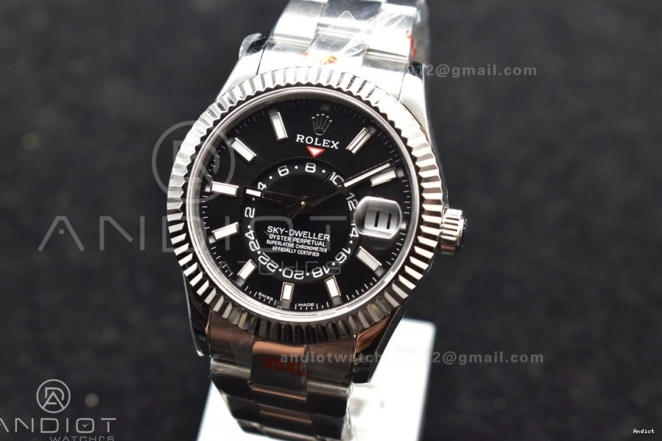 TWF Skydweller Dial A23J Best SS Black on Bracelet SS Edition 1119